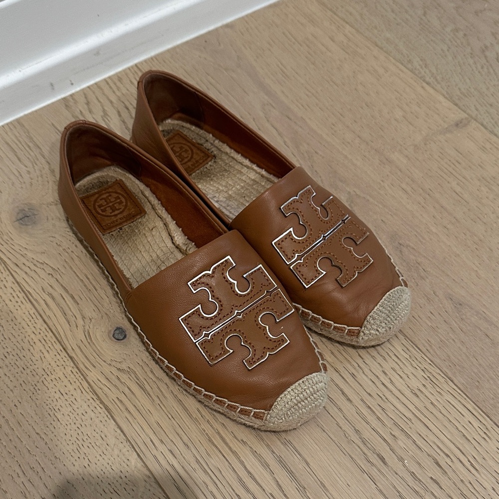 Tory Burch Tan Leather Espadrilles